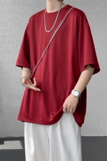 8XL-M高品质重磅棉光版纯色短袖T恤百搭款半截袖五分袖DX332特P23，男装T恤，电商D206-1