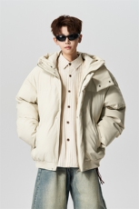 有长图冬季新款PU皮羽绒棉服男宽松连帽棉衣棉袄外套MF00760/P100，男装棉衣，电商B316