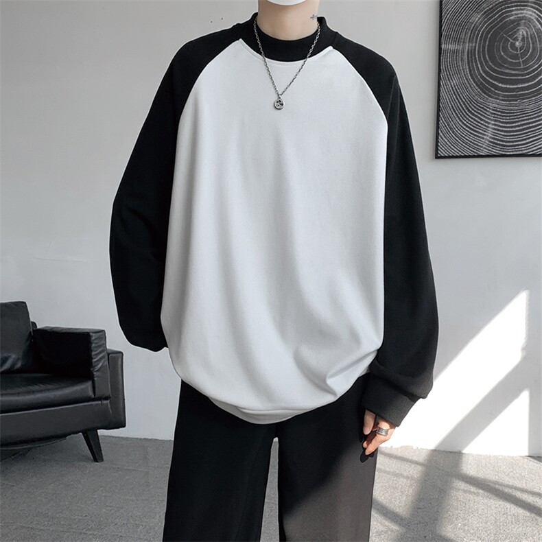 8XL-M280g重磅插肩半高领长袖t恤男打底德绒卫衣DR001特P27加绒37图片