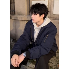藏青色飞行员夹克外套男秋冬款短款棉服夹棉棒球服J832，男装夹克，星座1116A（原606A-3）