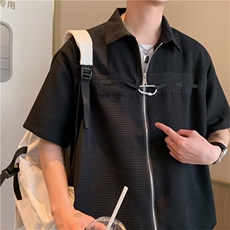 2024夏季新款短袖开衫衬衣男潮流百搭宽松半袖衬衣现货W8130-P34，男装T恤，星座512-4