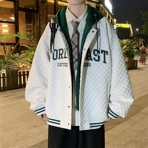 春季新款假两件连帽棒球服男休闲宽松bf风百搭外套JK0272-P95图片