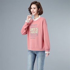 时尚短款假两件印花卫衣显瘦百搭宽松上衣，女装卫衣/绒衫，独衣靓