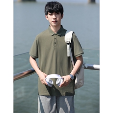 P02短袖男夏季新款纯色潮流半袖上衣休闲透气高级翻领polo衫T恤衫，男装T恤，星座115A-3