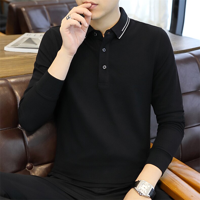 长袖t恤男士春季新款休闲商务Polo衫简约打底上衣服PL8898-特P45,男装T恤,星座610（原A335）