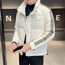 特价男士白鸭绒羽绒服2025冬宽松休闲立领印花外套潮8071-P100，男装羽绒服，电商A413