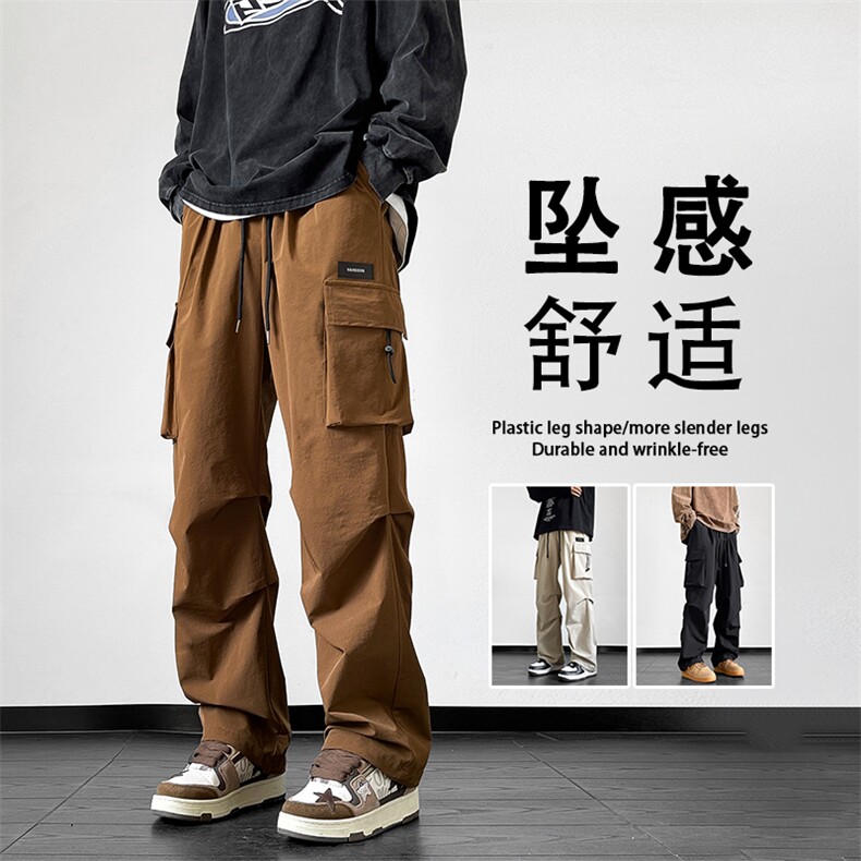 秋季宽松直筒机能风大口袋工装裤男生百搭休闲长裤K211-特批-38图片