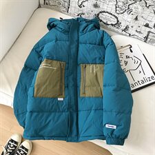 【】A003-HY8009-P130冬装新款撞色修饰连帽棉衣港风平铺1，男装棉衣，电商A003