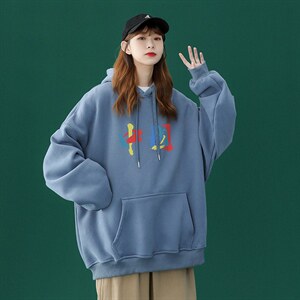 中性 秋季潮流印花上衣宽松连帽卫衣 W231  P35控58加绒P45图片