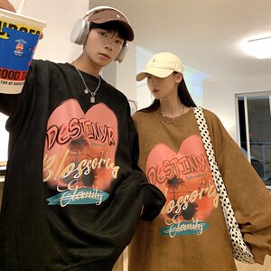 情侣装秋装 发泡印花爱心情侣卫衣外套宽松上衣G1020 P58 男图片