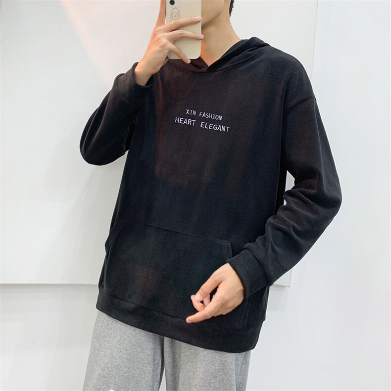 外贸现货5万 奥粒绒宽松连帽刺绣卫衣男港风潮牌休闲上衣W2286P36图片