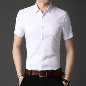 C68002021年夏季新款男式短袖衬衫男商务休闲高端男装