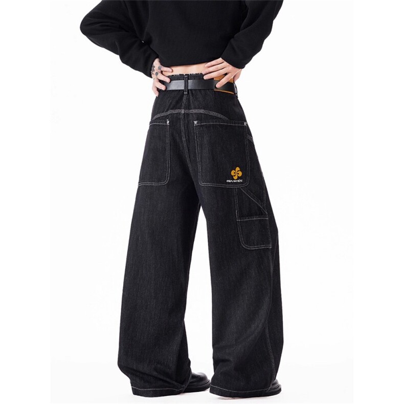 AK2135-P55美式复古原色原浆宽松百搭阔腿裤弯刀裤，女装休闲裤，星座617A-2