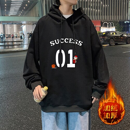 WY2205-P35 加绒款-P40 纯棉连帽卫衣男大码运动帽衫宽松薄外套男图片