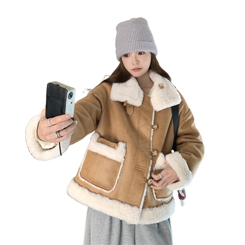 ：冬装新款高级感加厚两面穿皮毛一体外套2C135-6825P215K288，女装皮草，2C135