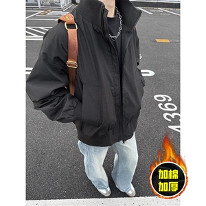 现货冬季美拉德立领飞行夹克廓形高街棒球服加棉加厚棉衣外套图片