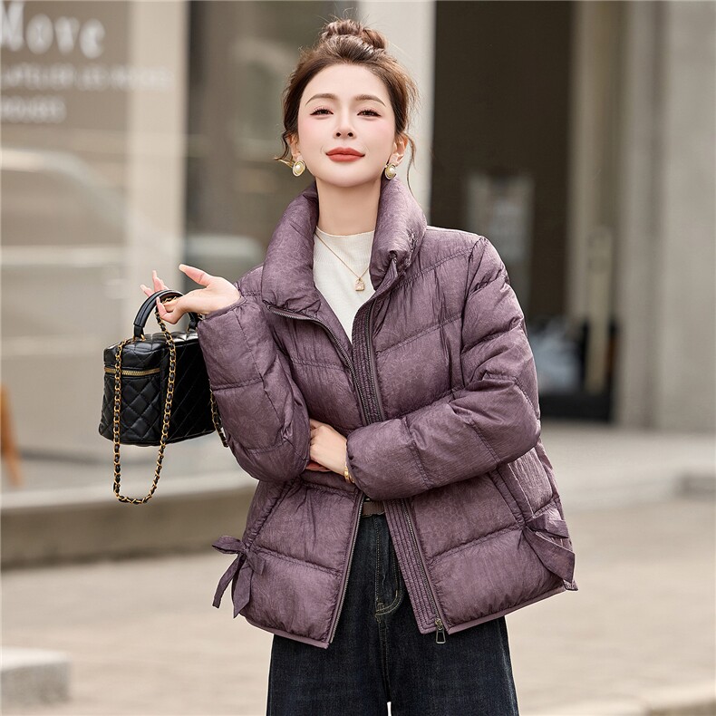 现货！优雅气质立领羽绒服女短款小个子时尚显瘦保暖大气刺绣上衣,女装羽绒服,沐七七