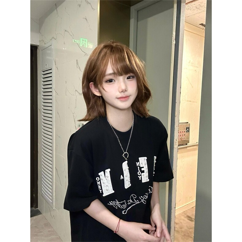 网图有货夏季小香贴布珍珠字母刺绣短袖T恤男女情侣上衣A608-P45,男装T恤,星座1505