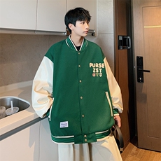 港风上衣夹克宽松落肩拼色棒球服外套JK714-P68，男装夹克，星座1204-3