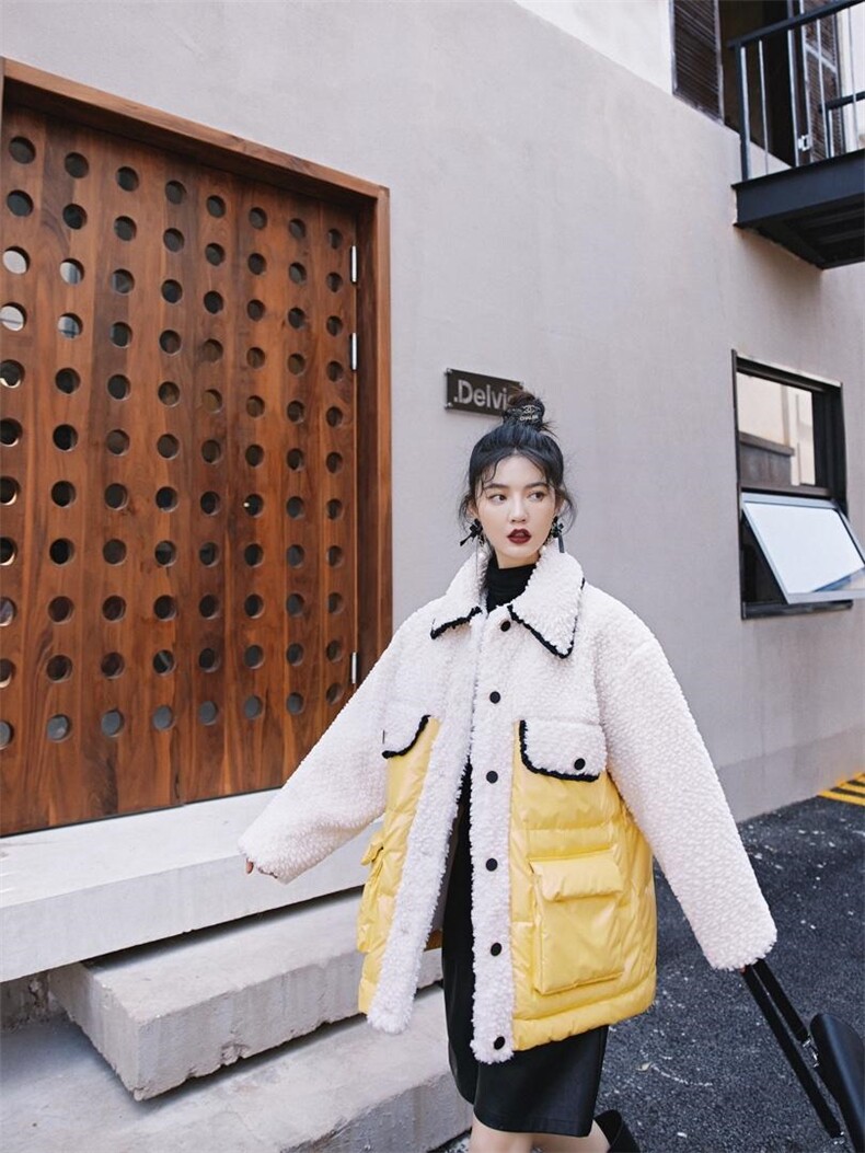 2021冬款拼接羽绒服，女装羽绒服，YOUER DENG