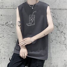 打底潮流背心男士坎肩运动短袖薄款外穿宽松无袖t恤DFY520TP18图片