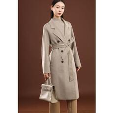 秋冬季纯山羊绒经典V领斜插口袋三扣保暖高级感长款羊绒大衣，女装羊绒大衣，卓冠羊绒