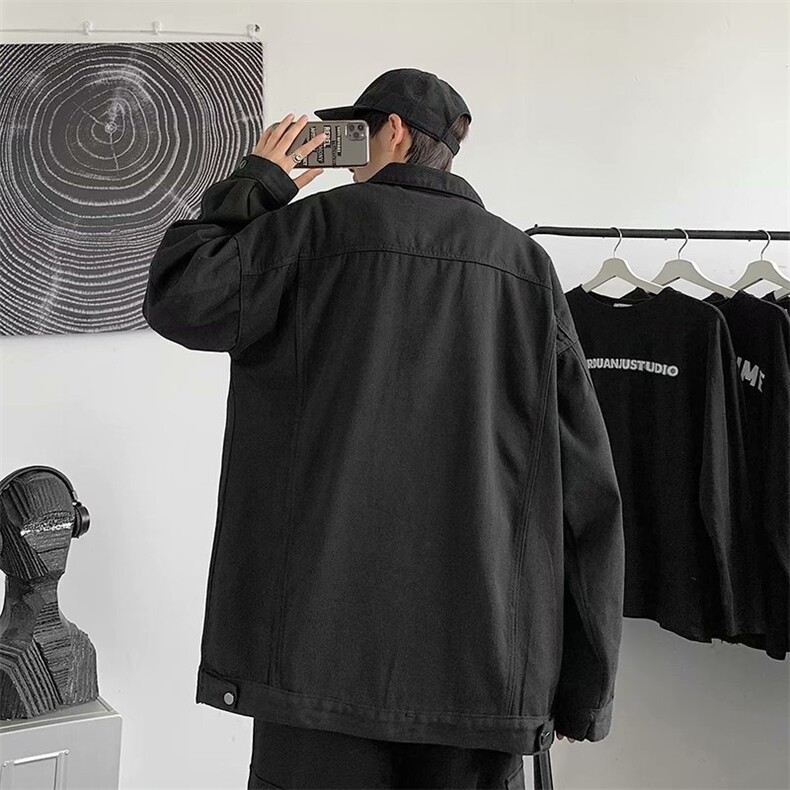 秋季ins复古工装夹克衫男韩版休闲学生百搭宽松牛仔外套X214/P58,男装工装外套,星座506