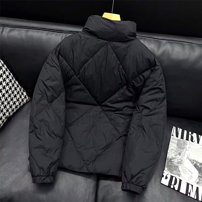 春秋新款翻领洋气短款棉衣菱格中青年棉服修身轻薄羽绒棉袄短外套图片