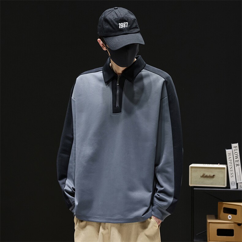 半拉链polo领套头卫衣男秋季潮流宽松高街帅痞外套Q5571-特P42，女装短外套，星座610（原A335）