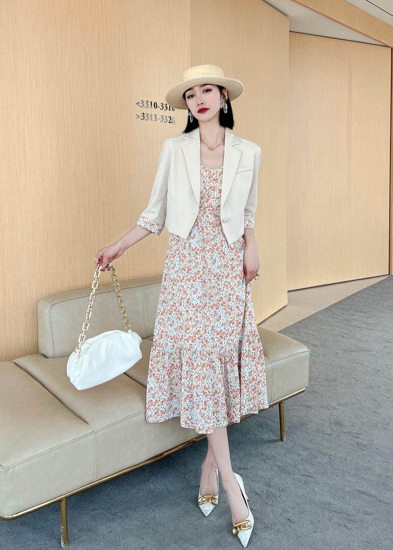 【现货】夏季新款套装西装碎花连衣裙，女装职业装，罗琳格