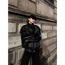 【升级款】高级感机车皮衣夹克男女外套PU皮飞行服Y10166-P85网图，男装夹克，电商B245