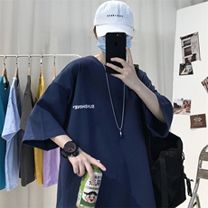 XZ115A-T06200克纯棉男女字母印花大码S-5XL10色T恤衫圆领半袖，男装T恤，星座115A-3