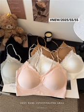 日系夏季性感蕾丝聚拢无钢圈文胸少女胸罩收副乳内衣，女装背心吊带，梦白服饰厂