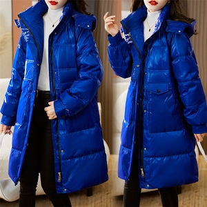 亮面免洗羽绒服女2023年冬季新款中长款小个子时尚洋气加厚羽绒服图片