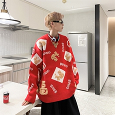 毛衣潮牌男秋冬欧美高街针织衫oversize慵懒风情侣外套MY5622-P60，男装针织衫/毛衣，星座308B-1