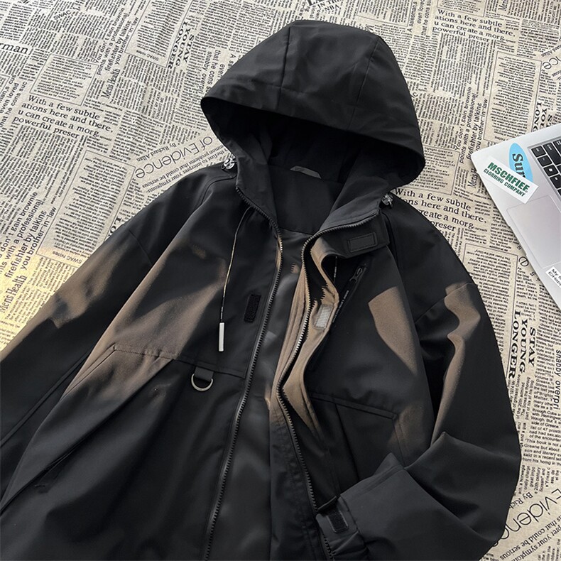 春秋新款男士宽松工装连帽夹克防风防水冲锋衣JK8303-P65,男装夹克,电商B306