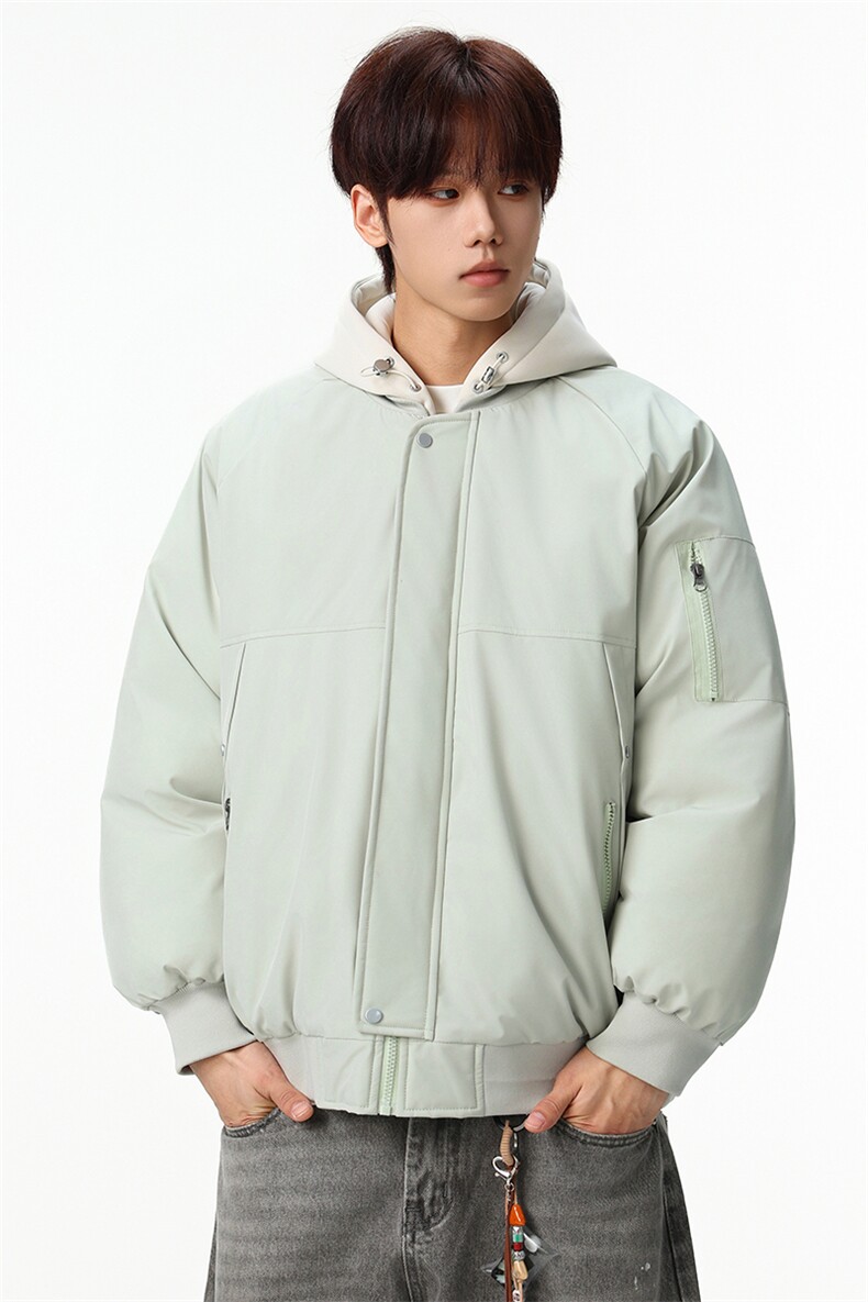 新款冬季大码羽绒棉服棉袄连帽假两件韩版宽松外套A436-2583-P95,男装棉衣,电商A436