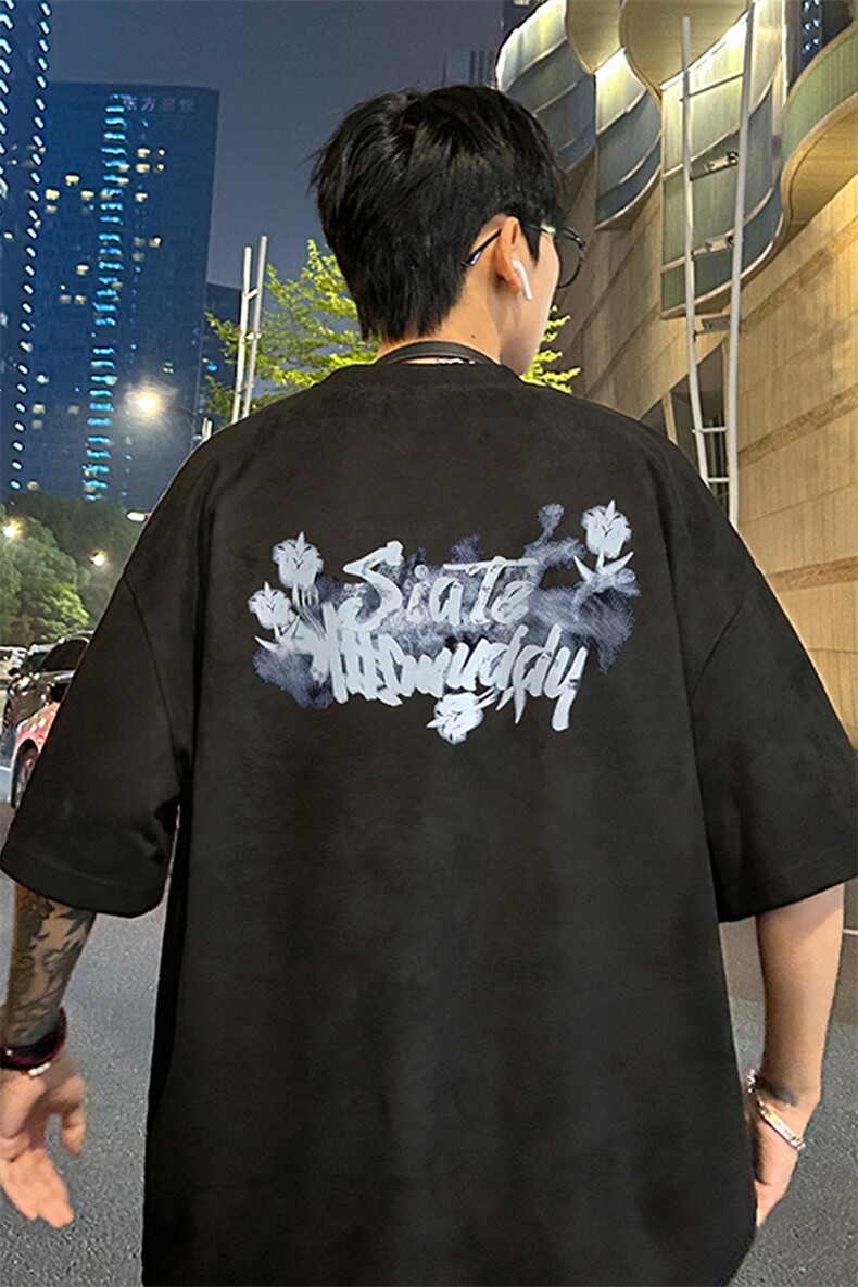 量大优供视频重磅麂皮绒短袖T恤男JPDX228-特P19,男装T恤,电商B367