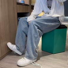 拖地垂感阔腿牛仔裤男秋冬季潮流嘻哈ins学生宽松直筒长裤子N939，男装牛仔裤，星座1116A-1（原606A）