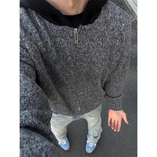 黑灰色连帽毛衣开衫男秋冬美式覆古撞色cleanfi高级感MY9804-P65，男装针织衫/毛衣，星座1109-4