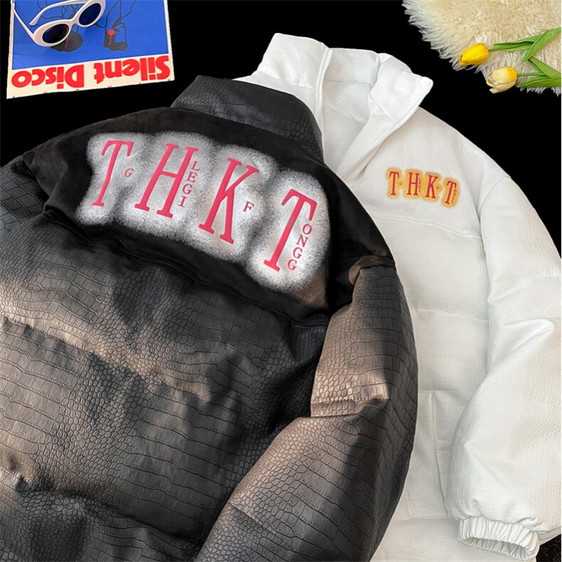 鳄鱼纹PU皮拼接棉衣棉服面包服立领棉袄皮衣外套1612-P85量大有差,男装皮衣,星座207