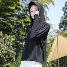 锦纶原纱防晒衣夏季黑胶帽檐UPF100+防紫外线冰感防晒服F067-P35，男装防晒衣，星座1403A