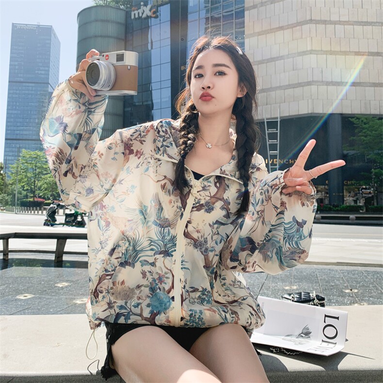 印花防晒服外套女2025夏季新款时尚百搭宽松设计感薄款防晒服上衣，女装防晒衣，帛香坊