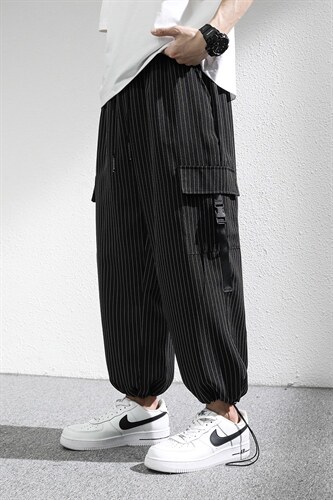 7XL-M港风条纹裤子男夏季新款潮胖子痞帅宽松直筒裤加大码九分裤,男装休闲裤,钱塘717(原712)