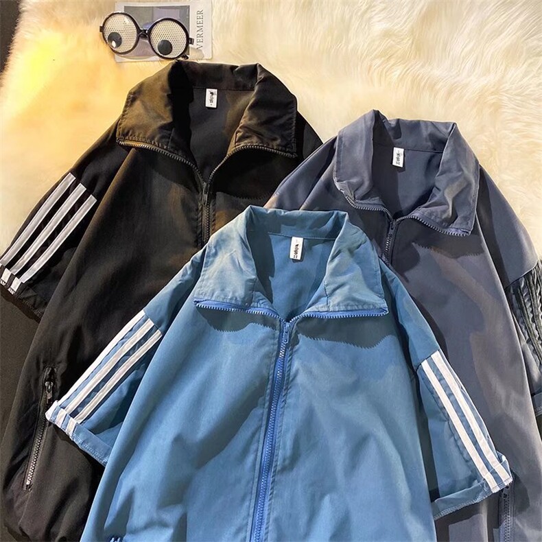 套装灰色三条杆运动套装宽松学生短袖上衣短裤两件套JK07P45,男装休闲套装,星座1116-2