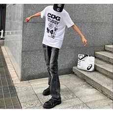 现货美式高街vibe风重磅水洗牛仔裤男痞帅微喇修身Z2107P43，男装牛仔裤，星座1112-1