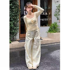 美式裤子女新款流行小熊刺绣牛仔裤宽松直筒休闲长裤WL0320-P55，男装牛仔裤，星座1008