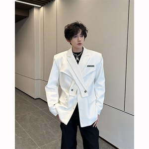 现货！25设计感垫肩潮交叉男士解构西服外套XZ128-P138