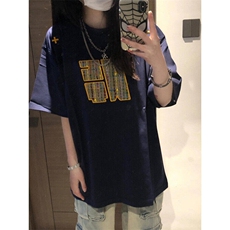 美式潮牌情侣装纯棉短袖t恤男女夏季新款宽松半袖上衣L50477-p35，男装T恤，星座1008