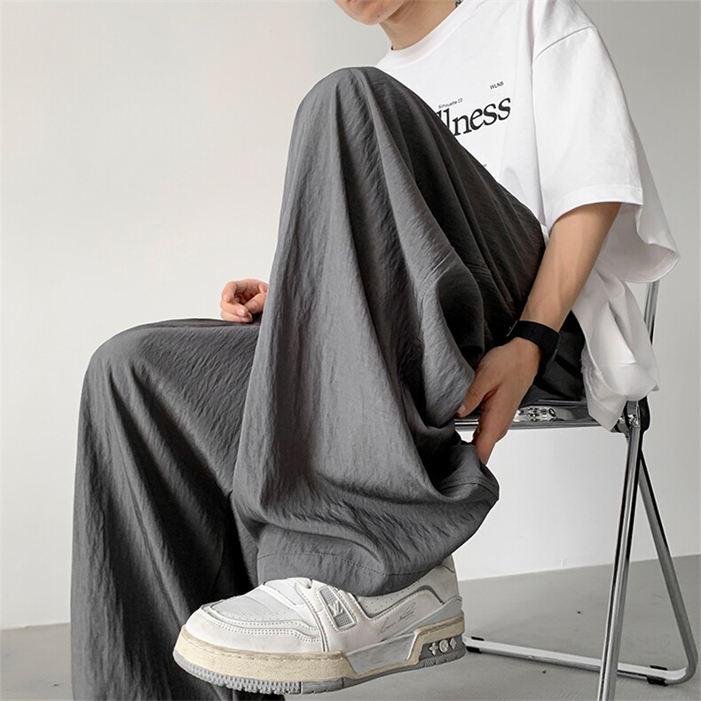 16山本裤男夏季薄款冰丝阔腿裤垂感宽松拖地裤XZ211-1-K2419-P40,男装休闲裤,星座211-1
